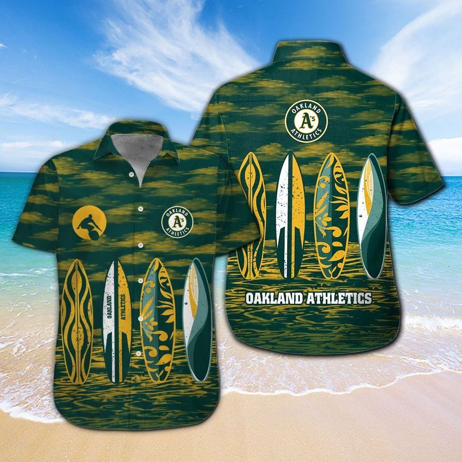 Oakland Athletics Short Sleeve Button Up Tropical - Adult & Kids T-Shirts, Sweatshirts & Hoodies apparel design preview 1
