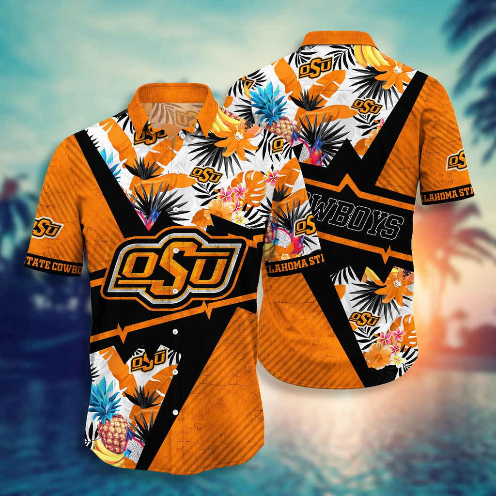 Oklahoma State Cowboys NCAA Hawaiian Blooming Flowers - Adult & Kids T-Shirts, Sweatshirts & Hoodies apparel design preview 1