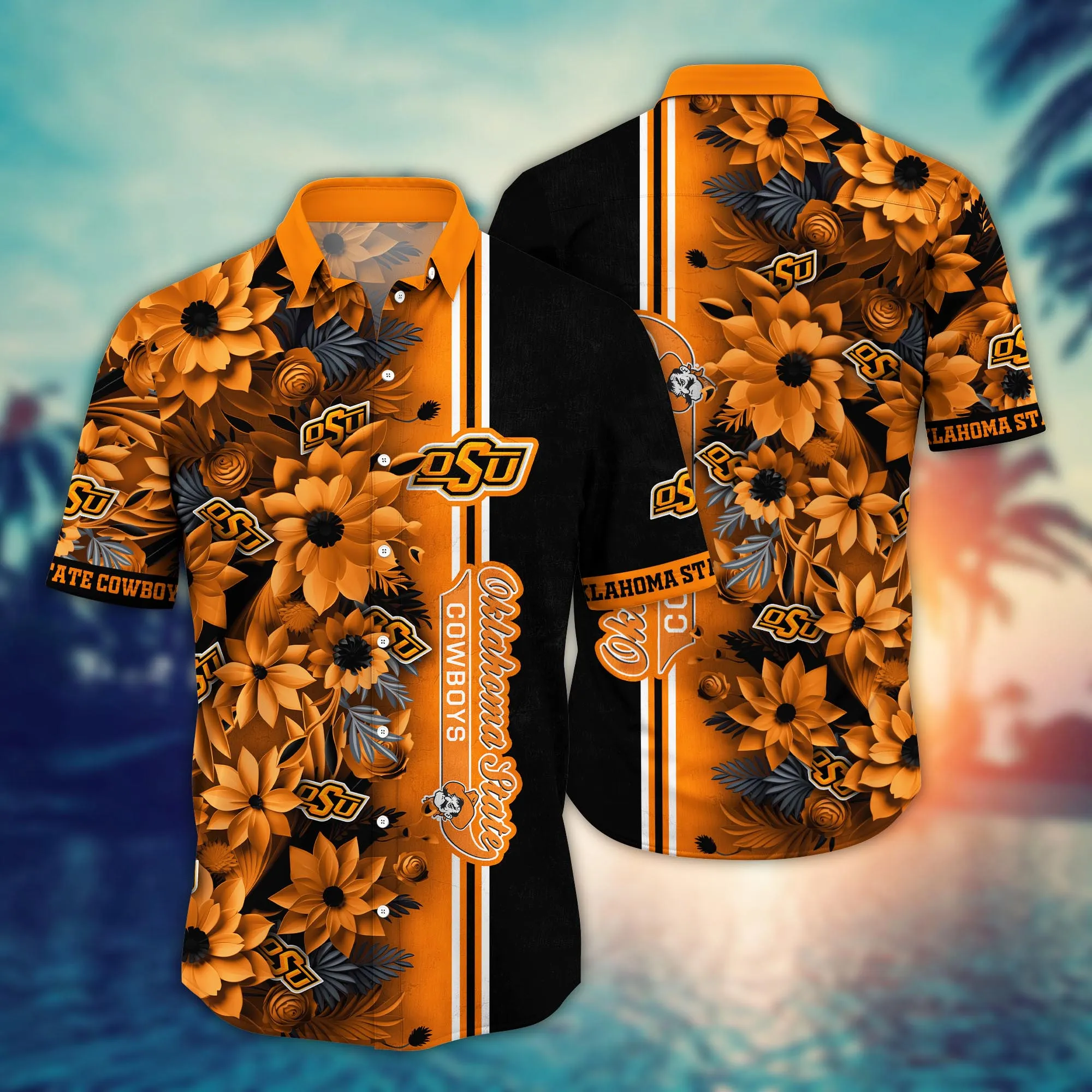 Oklahoma State Cowboys NCAA Hawaiian Custom Warm - Adult & Kids T-Shirts, Sweatshirts & Hoodies apparel design preview 1