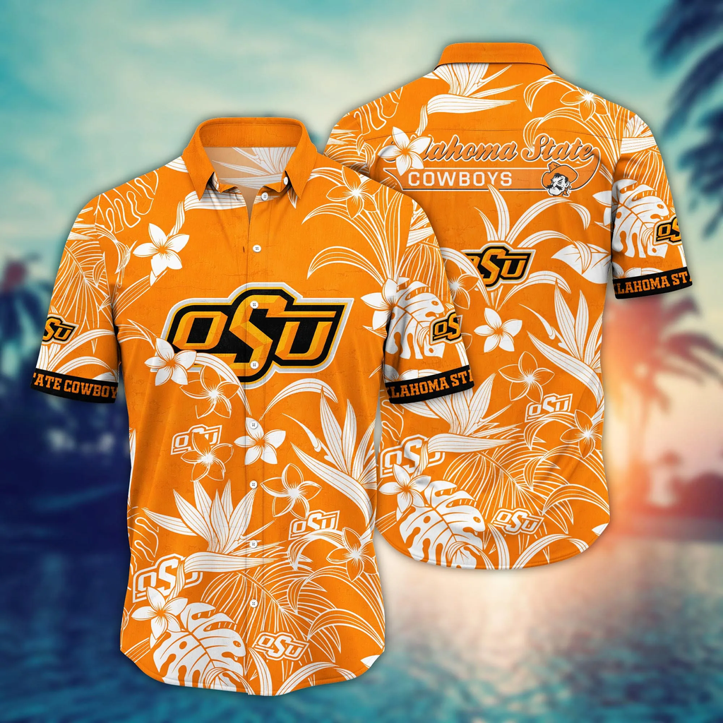 Oklahoma State Cowboys NCAA Hawaiian Midsummertime - Adult & Kids T-Shirts, Sweatshirts & Hoodies apparel design preview 1
