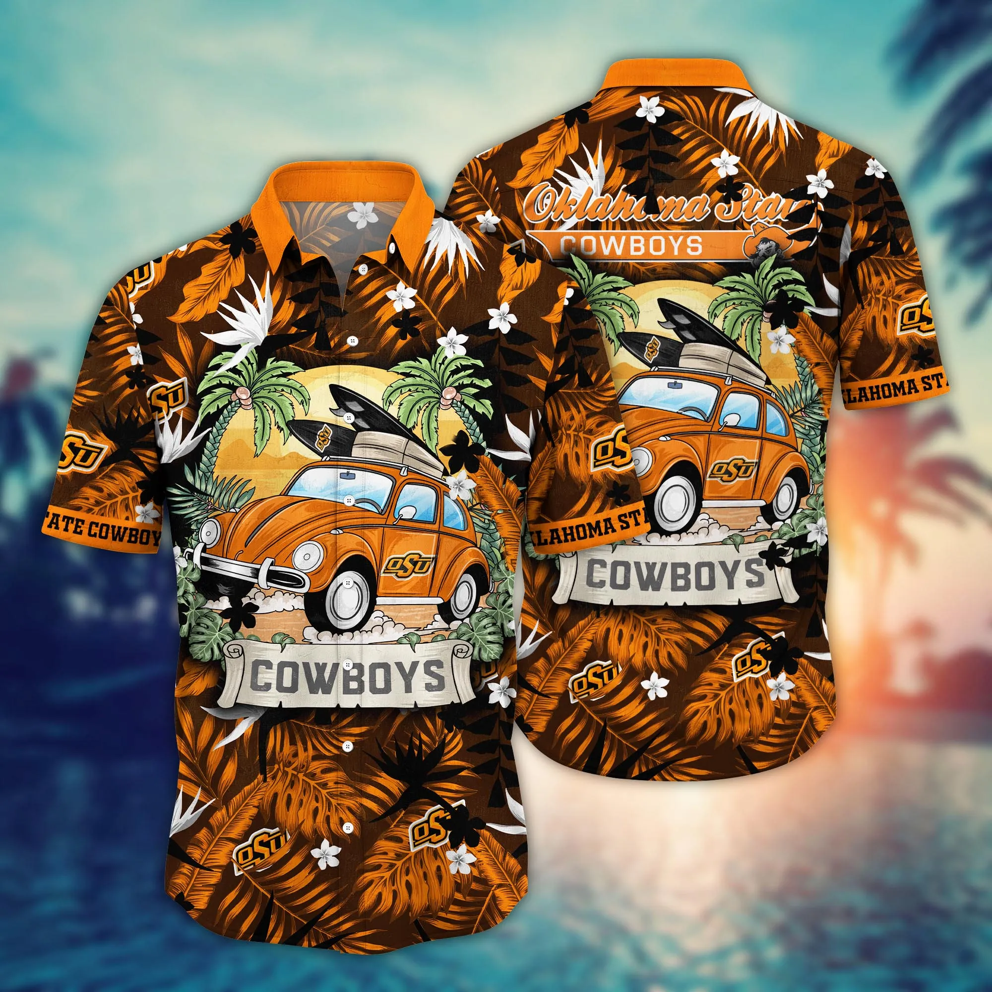 Oklahoma State Cowboys NCAA Hawaiian Pool Daystime - Adult & Kids T-Shirts, Sweatshirts & Hoodies apparel design preview 1