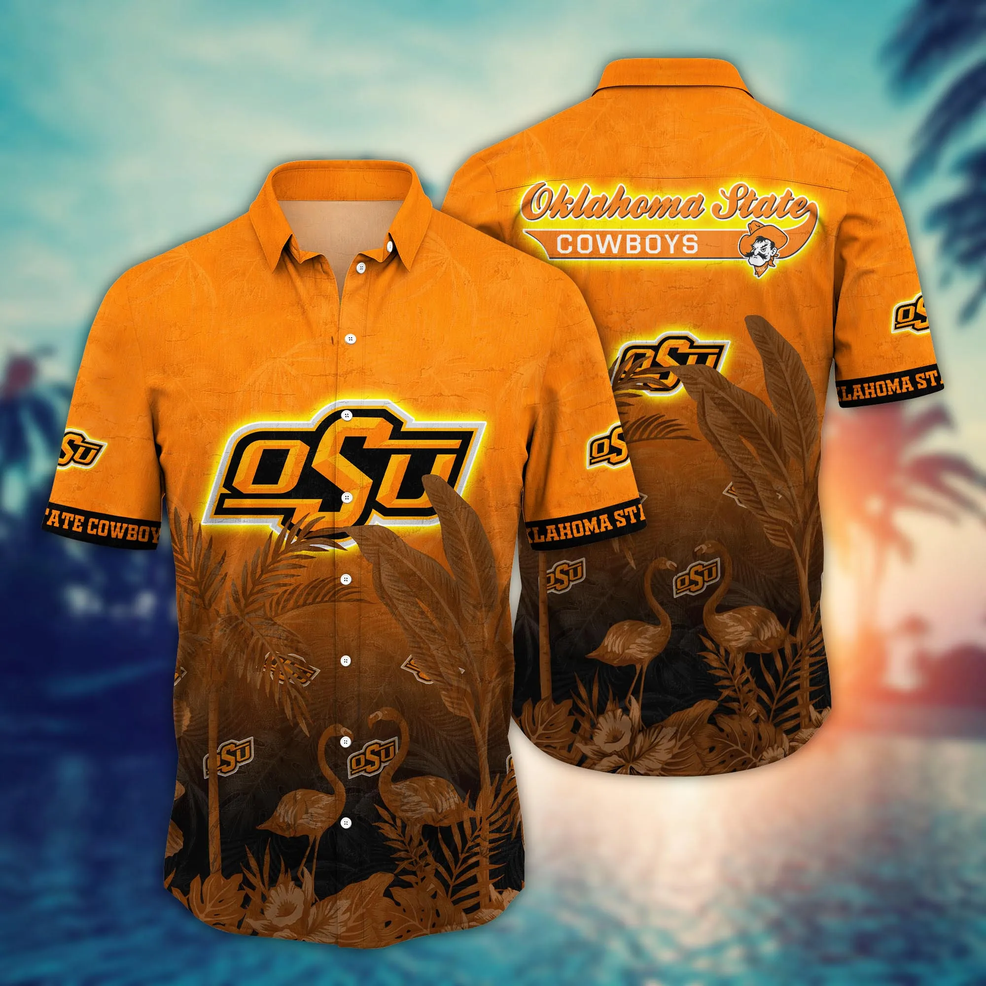 Oklahoma State Cowboys NCAA Hawaiian Solsticetime - Adult & Kids T-Shirts, Sweatshirts & Hoodies apparel design preview 1