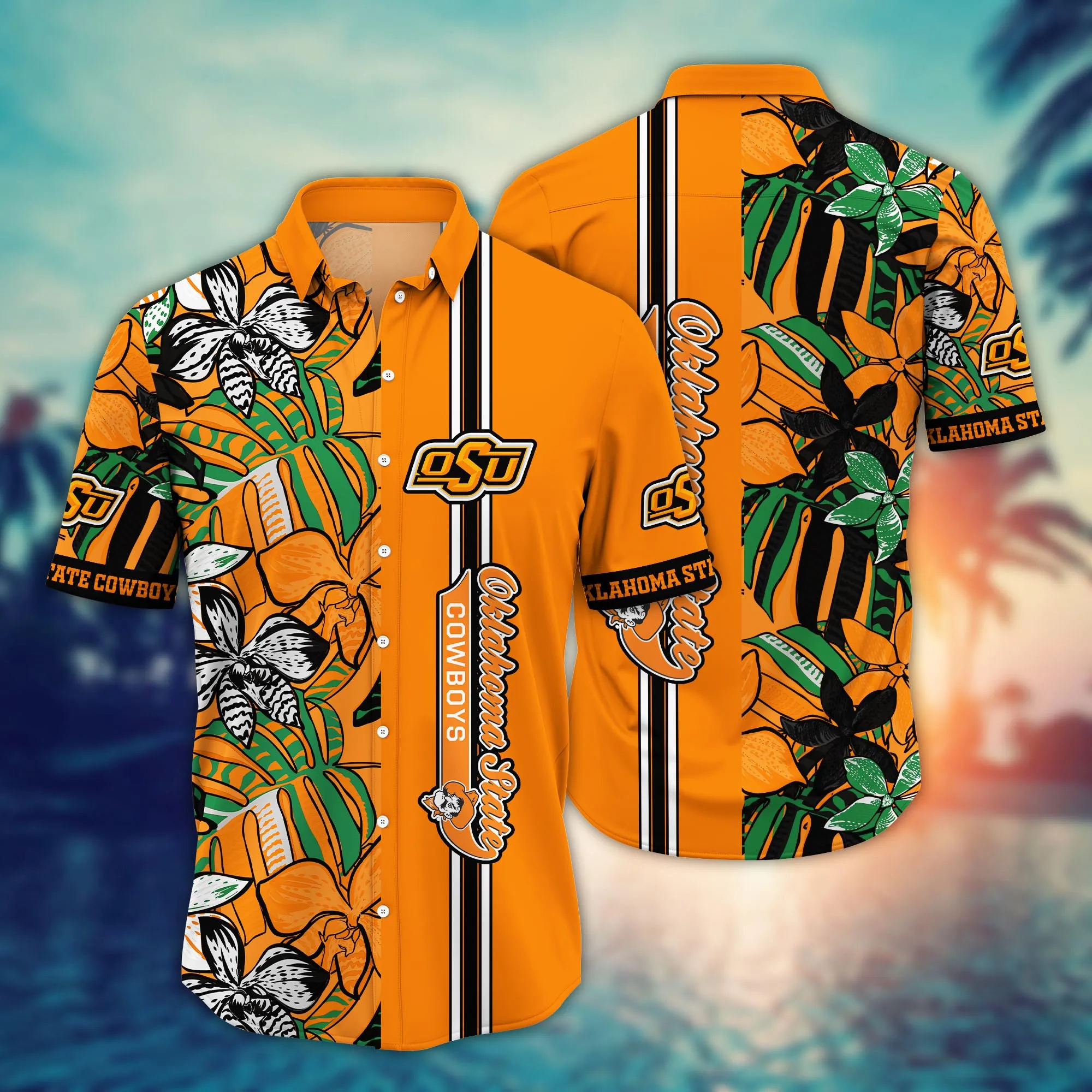 Oklahoma State Cowboys NCAA Hawaiian Summertime - Adult & Kids T-Shirts, Sweatshirts & Hoodies apparel design preview 1
