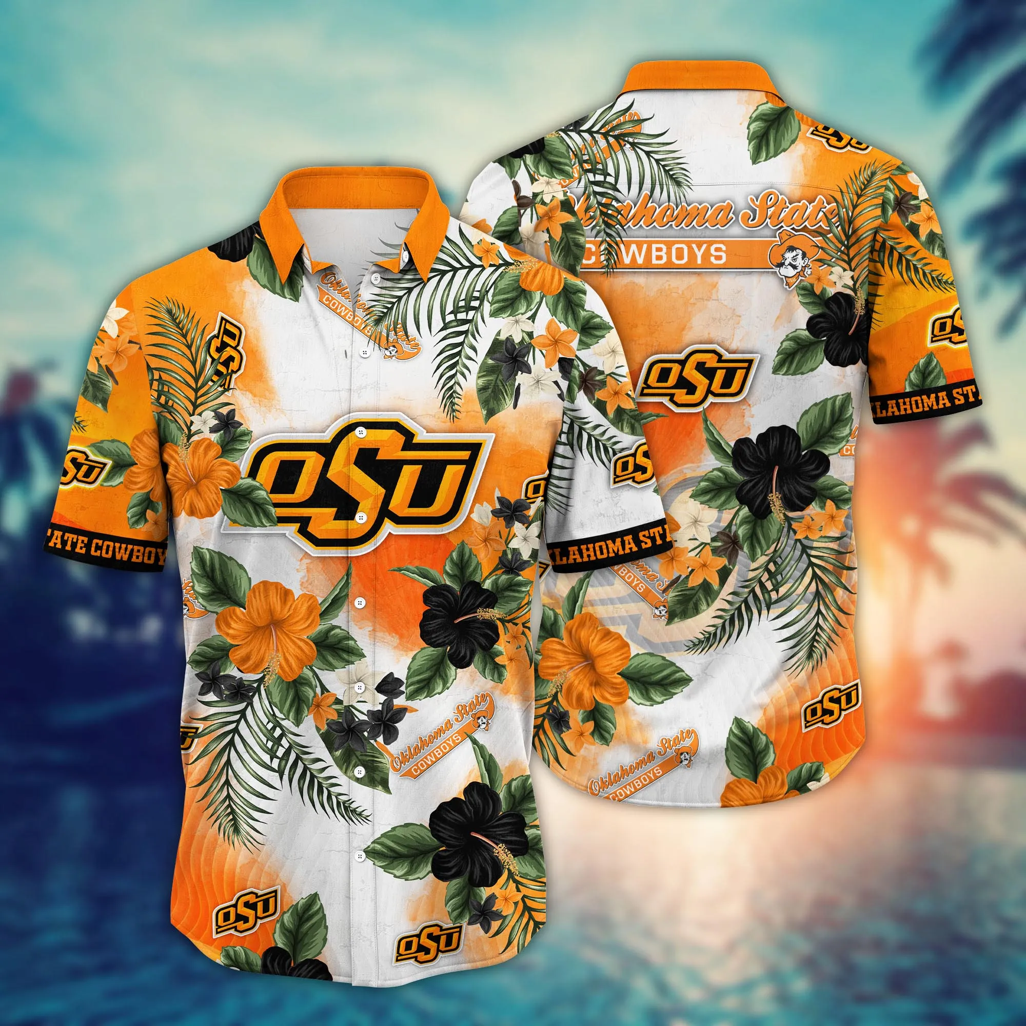 Oklahoma State Cowboys NCAA Hawaiian Warmthtime Aloha - Adult & Kids T-Shirts, Sweatshirts & Hoodies apparel design preview 1