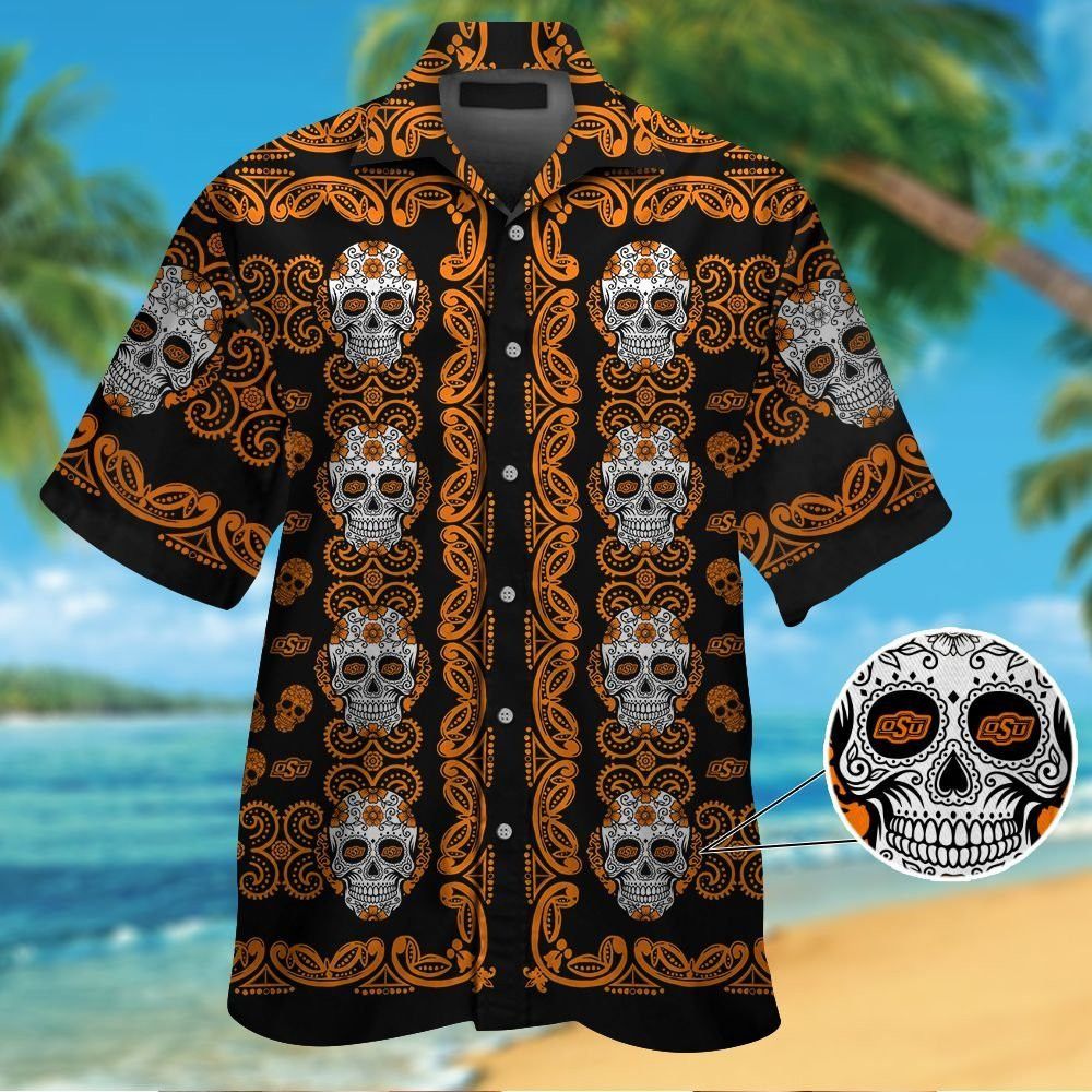 Oklahoma State Cowboysskull Short Sleeve Button Up - Adult & Kids T-Shirts, Sweatshirts & Hoodies apparel design preview 1