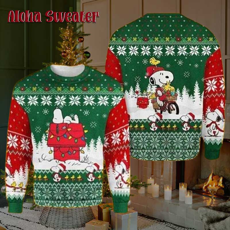 Peanuts Snoopy Tree And Snowflakes Ugly Christmas Sweater - Holiday Gift product image 3