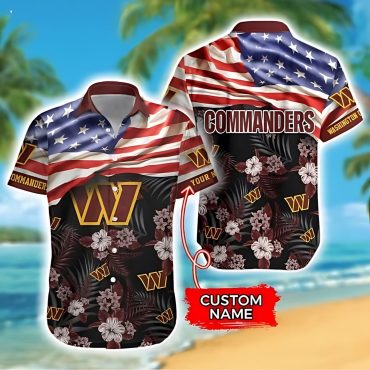 Personalized Washington Commanders Patriotic Floral - Adult & Kids T-Shirts, Sweatshirts & Hoodies apparel design preview 1