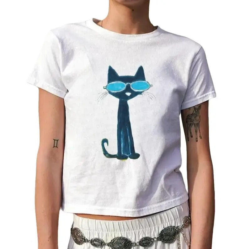 Pete Cat Baby Y2K Coquette Cotton Top Fit - Adult & Kids T-Shirts, Sweatshirts & Hoodies apparel design preview 1
