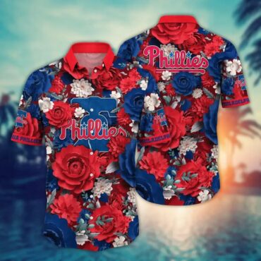 Philadelphia Phillies Blooming Rose Hawaiian - Adult & Kids T-Shirts, Sweatshirts & Hoodies apparel design preview 1