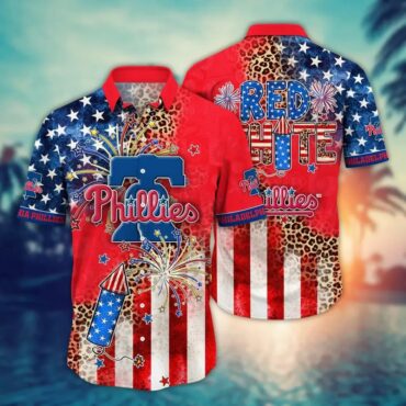 Philadelphia Phillies Patriotic Celebration Hawaiian - Adult & Kids T-Shirts, Sweatshirts & Hoodies apparel design preview 1