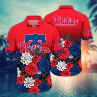 Philadelphia Phillies Patriotic Floral Hawaiian - Adult & Kids T-Shirts, Sweatshirts & Hoodies apparel design preview 1