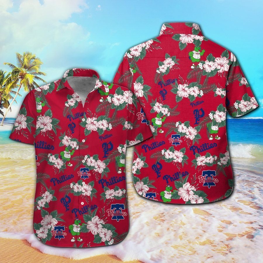 Philadelphia Phillies Short Sleeve Button Up Tropical - Adult & Kids T-Shirts, Sweatshirts & Hoodies apparel design preview 1