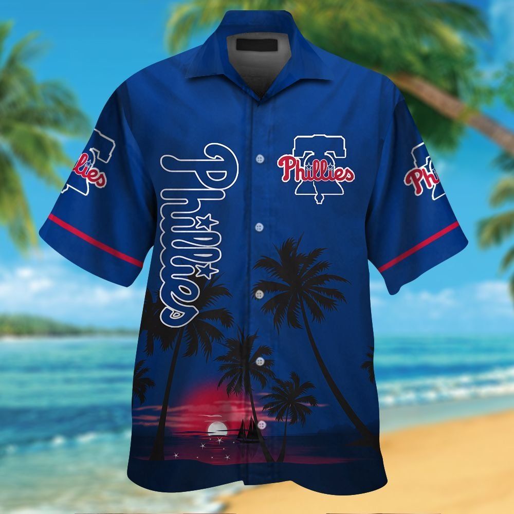 Philadelphia Phillies Short Sleeve Button Up Tropical - Adult & Kids T-Shirts, Sweatshirts & Hoodies apparel design preview 1
