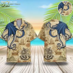 Octopus Pirate Hawaiian for Men Nautical Treasure Map - Adult & Kids T-Shirts, Sweatshirts & Hoodies apparel design preview 1