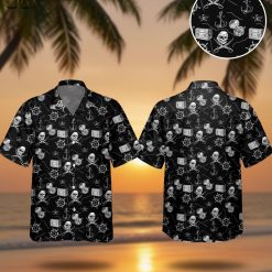 Pirate Skull Hawaiian for Men Women Black Treasure - Adult & Kids T-Shirts, Sweatshirts & Hoodies apparel design preview 1