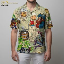 Pirate Skull Hawaiian For Men Treasure Chest Beer - Adult & Kids T-Shirts, Sweatshirts & Hoodies apparel design preview 1