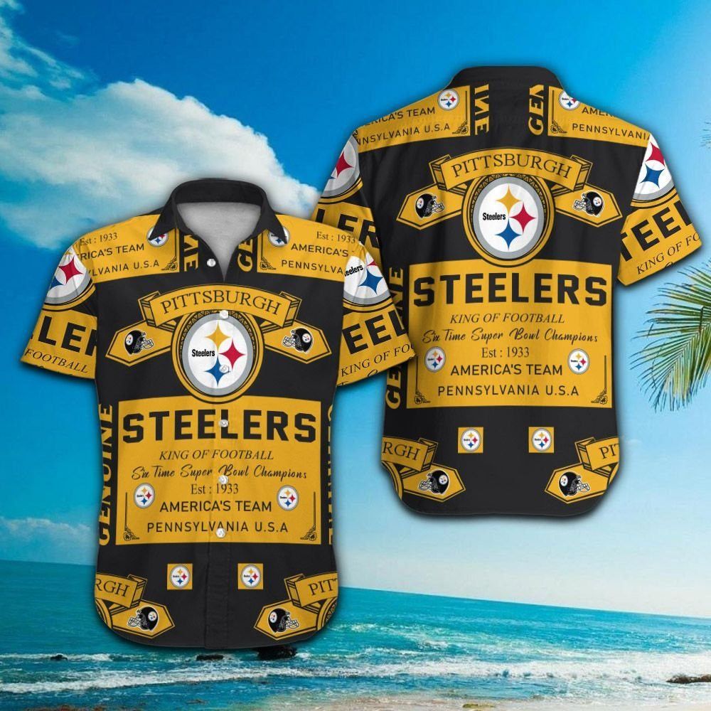 Pittsburg Steelers Short Sleeve Button Up Tropical - Adult & Kids T-Shirts, Sweatshirts & Hoodies apparel design preview 1