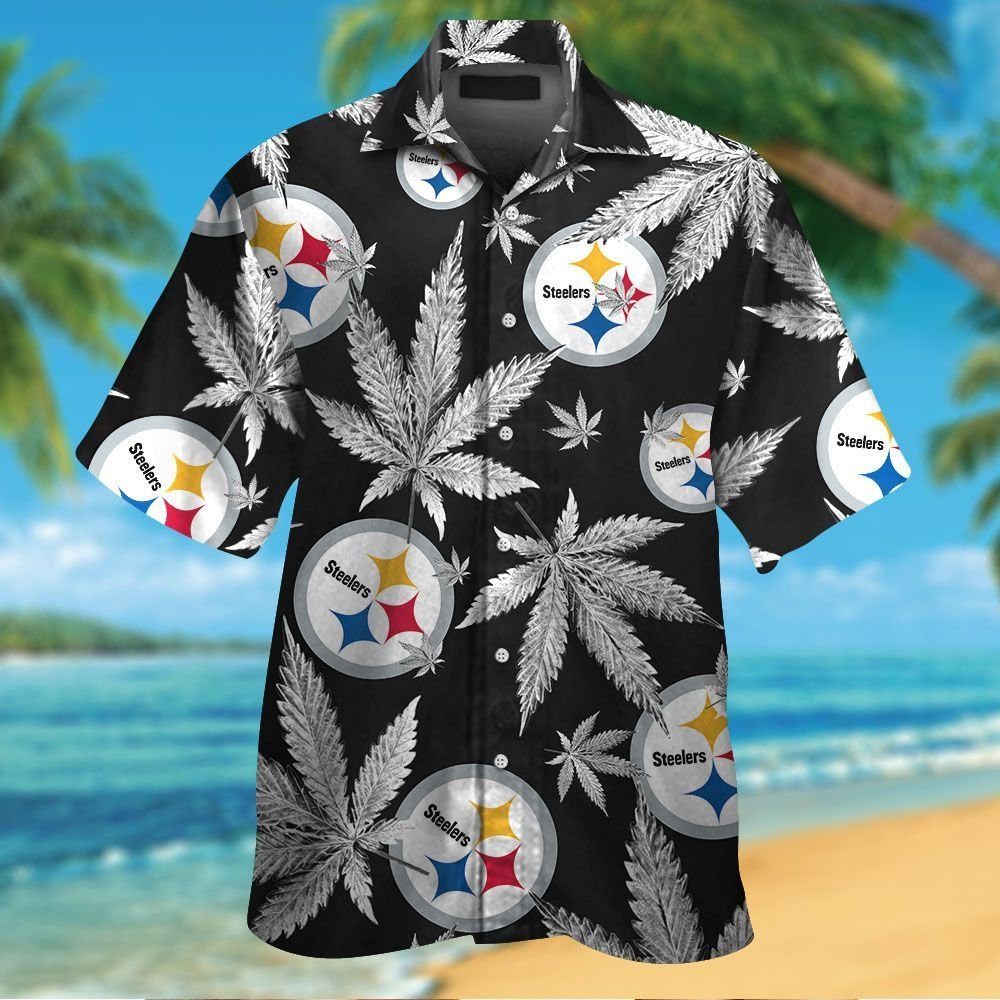 Pittsburg Steelers Short Sleeve Button Up Tropical - Adult & Kids T-Shirts, Sweatshirts & Hoodies apparel design preview 1