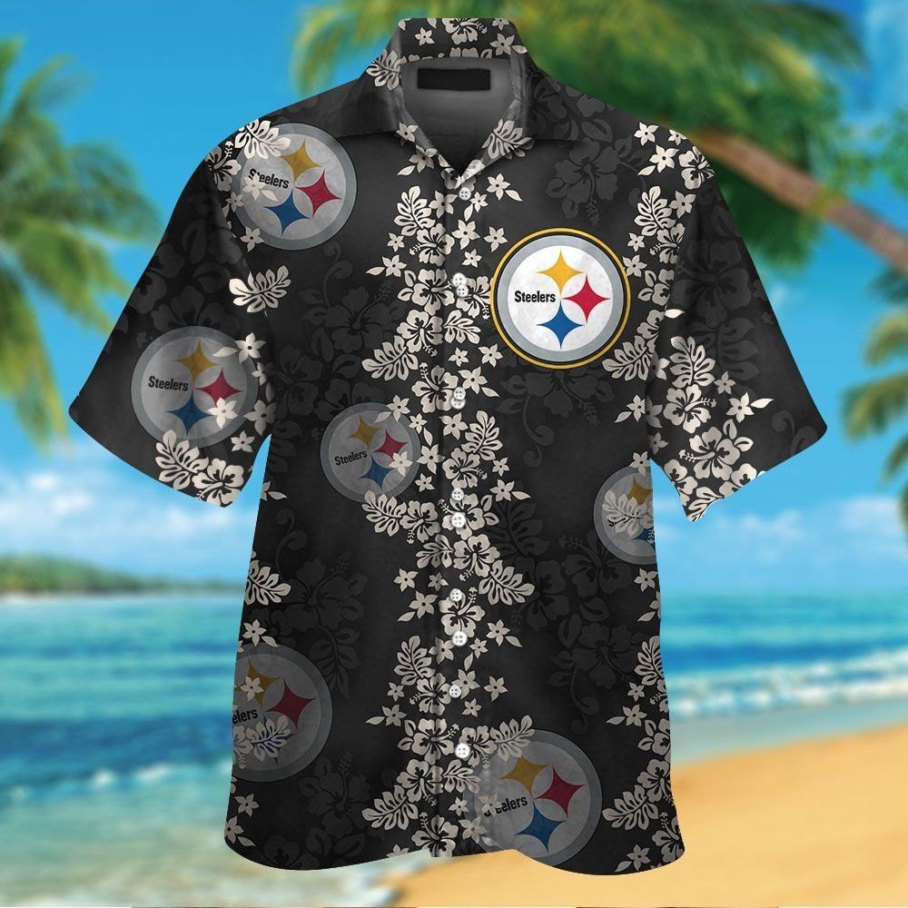 Pittsburg Steelers Short Sleeve Button Up Tropical - Adult & Kids T-Shirts, Sweatshirts & Hoodies apparel design preview 1