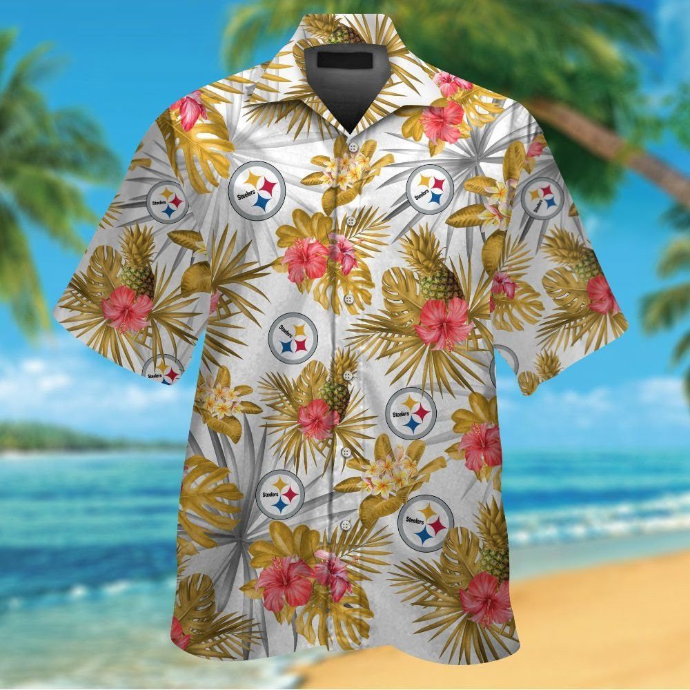 Pittsburg Steelers Short Sleeve Button Up Tropical - Adult & Kids T-Shirts, Sweatshirts & Hoodies apparel design preview 1