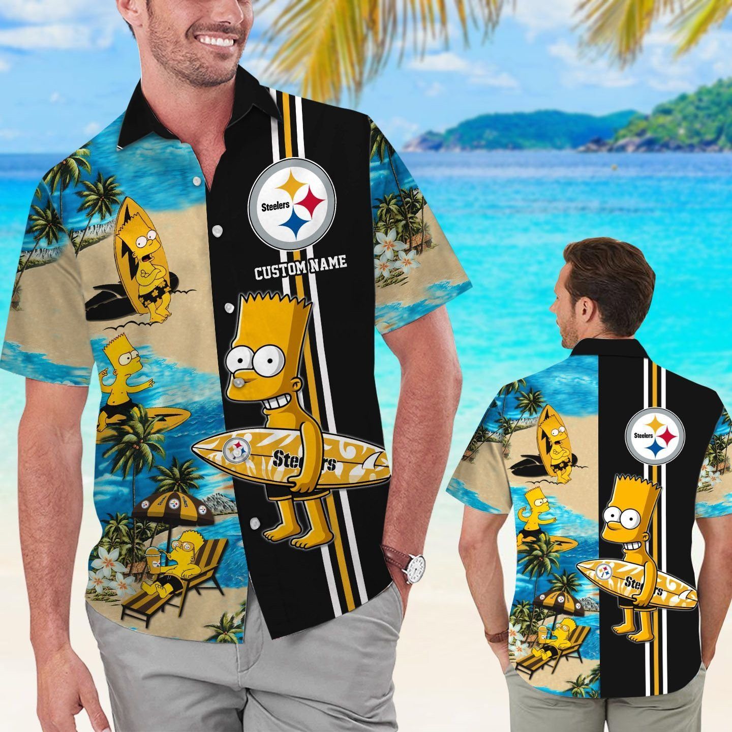 Pittsburg Steelers Simpsons Name Personalized Short - Adult & Kids T-Shirts, Sweatshirts & Hoodies apparel design preview 1
