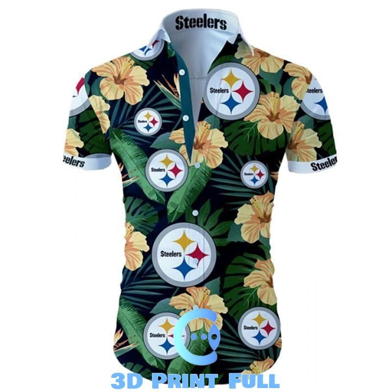 Pittsburg Steelers Tropical Flower Hawaiian White Men - Adult & Kids T-Shirts, Sweatshirts & Hoodies apparel design preview 1