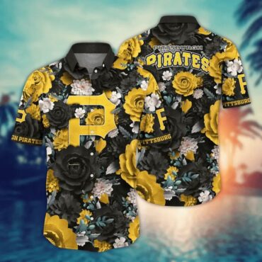 Pittsburgh Pirates Bold Floral Burst Hawaiian - Adult & Kids T-Shirts, Sweatshirts & Hoodies apparel design preview 1