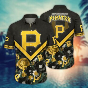 Pittsburgh Pirates Chevron Floral Hawaiian - Adult & Kids T-Shirts, Sweatshirts & Hoodies apparel design preview 1