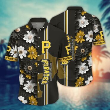 Pittsburgh Pirates Daisy Stripe Hawaiian - Adult & Kids T-Shirts, Sweatshirts & Hoodies apparel design preview 1