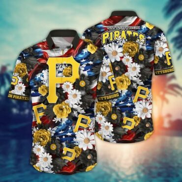 Pittsburgh Pirates Floral Freedom Hawaiian - Adult & Kids T-Shirts, Sweatshirts & Hoodies apparel design preview 1