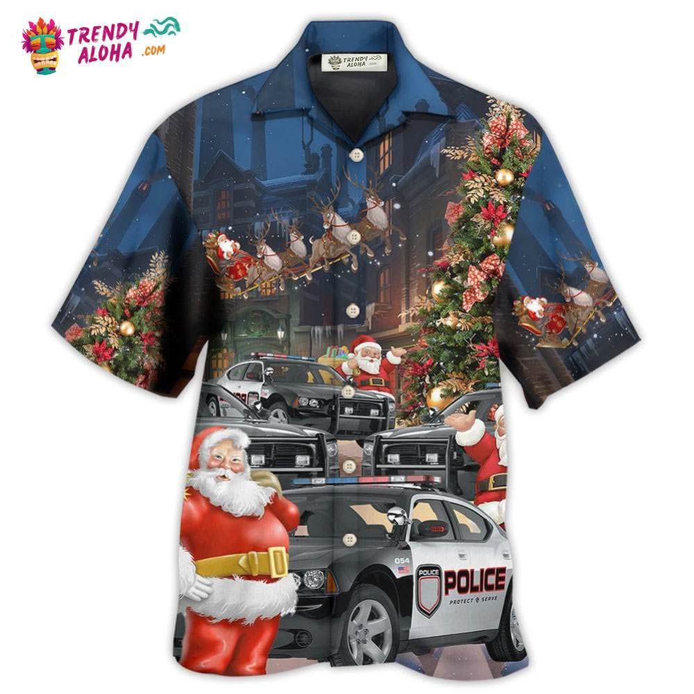 Police Car Santa Merry Christmas Hawaiian Trendy - Adult & Kids T-Shirts, Sweatshirts & Hoodies apparel design preview 1