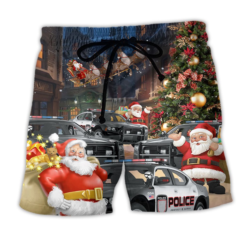 Police Car Santa Merry Christmas Trendy Aloha - Adult & Kids T-Shirts, Sweatshirts & Hoodies apparel design preview 1