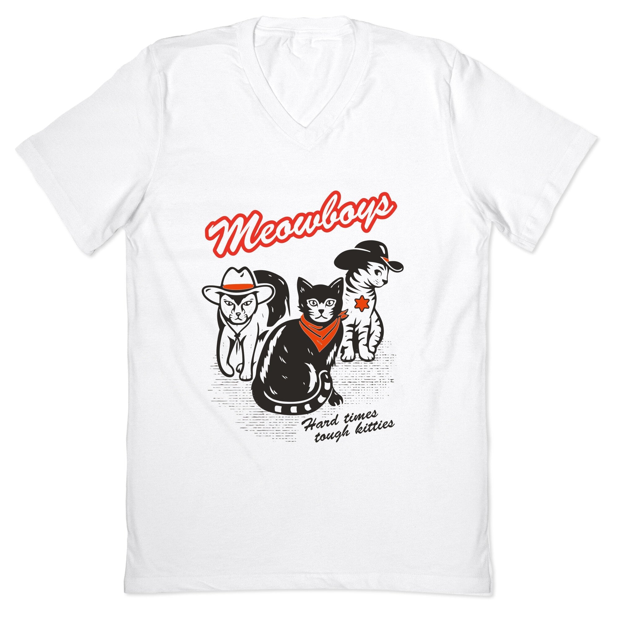 Meowboys V-Neck - Adult & Kids T-Shirts, Sweatshirts & Hoodies apparel design preview 1