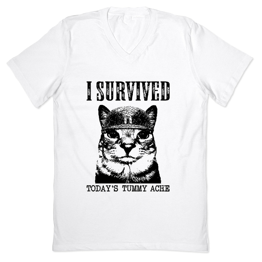 Tummy Ache Survivor V-Neck - Adult & Kids T-Shirts, Sweatshirts & Hoodies apparel design preview 1
