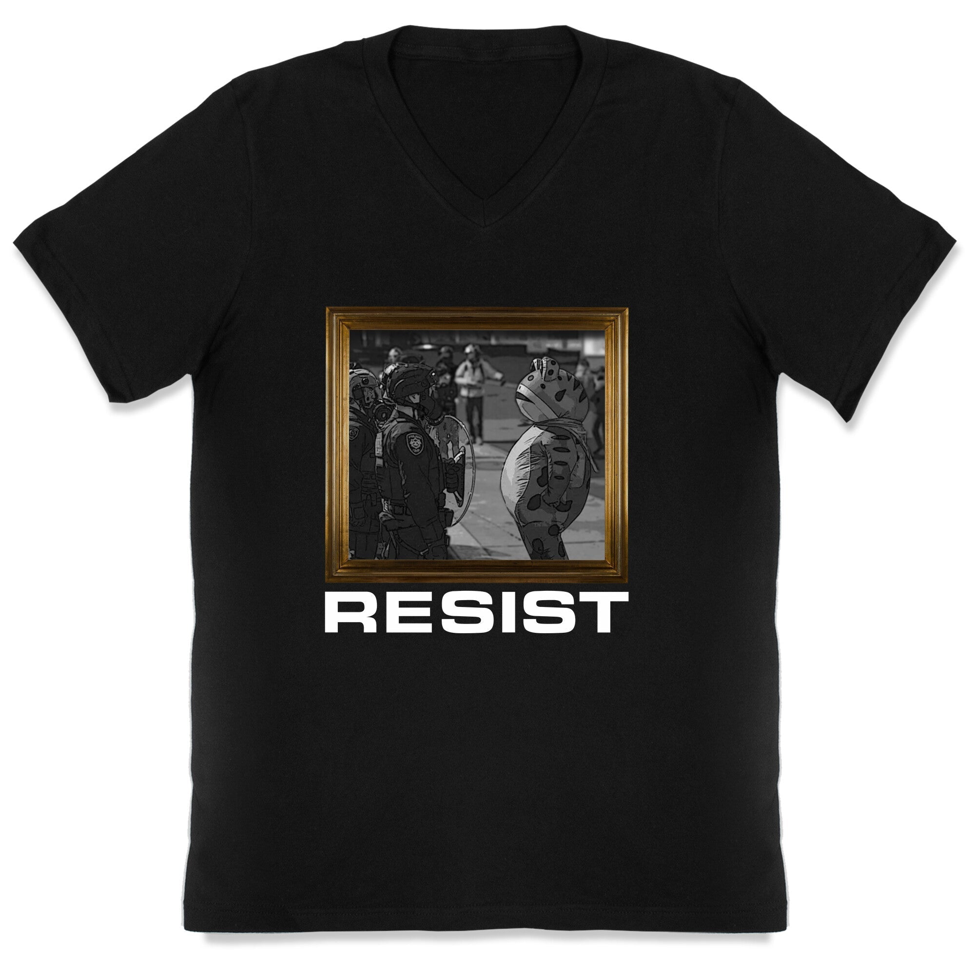 Portland Protest Frog V-Neck - Adult & Kids T-Shirts, Sweatshirts & Hoodies apparel design preview 1