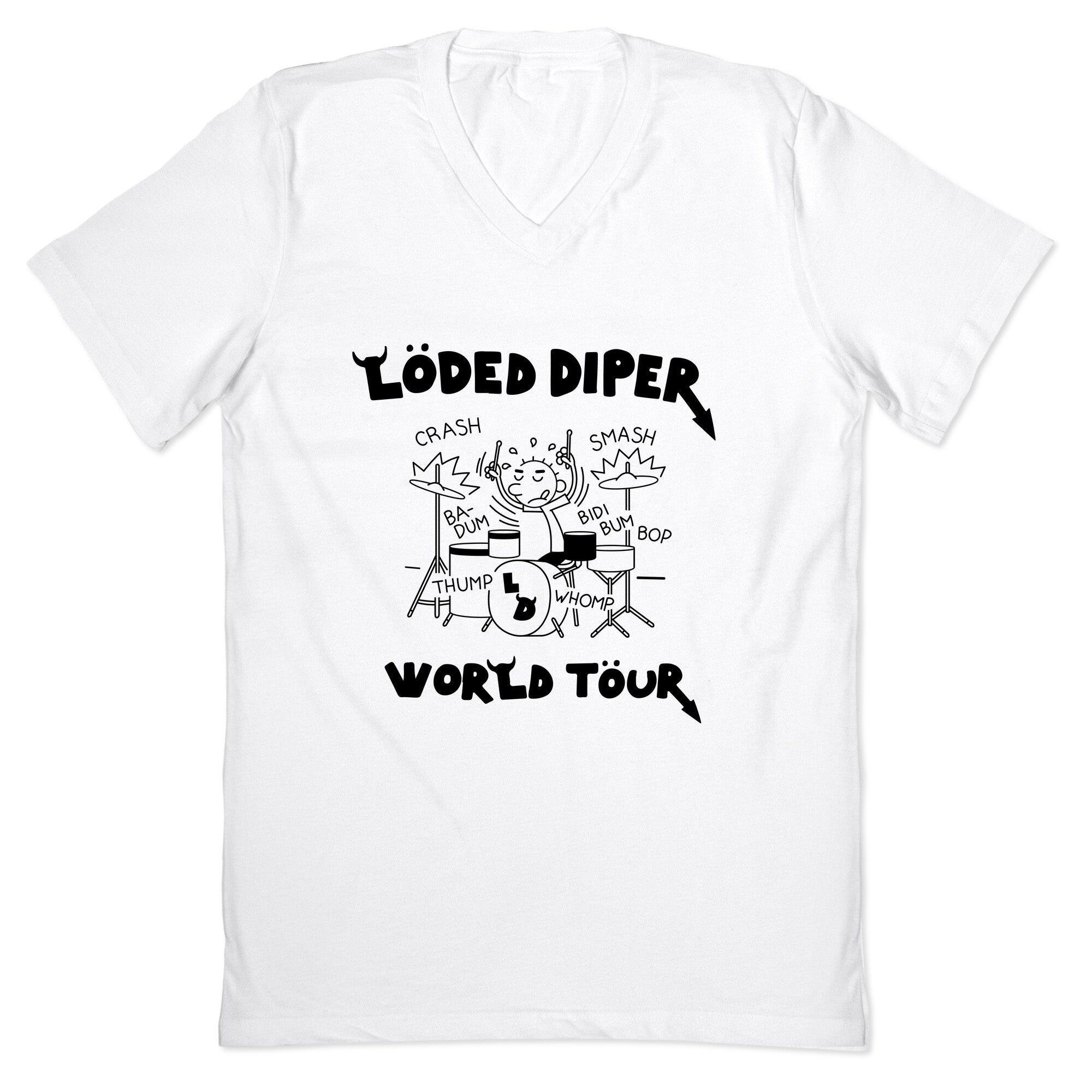 Loded Diper World Tour V-Neck - Adult & Kids T-Shirts, Sweatshirts & Hoodies apparel design preview 1