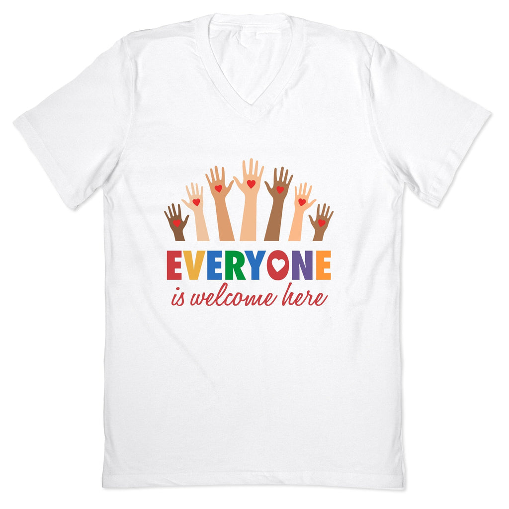 Everyone is Welcome V-Neck - Adult & Kids T-Shirts, Sweatshirts & Hoodies apparel design preview 1