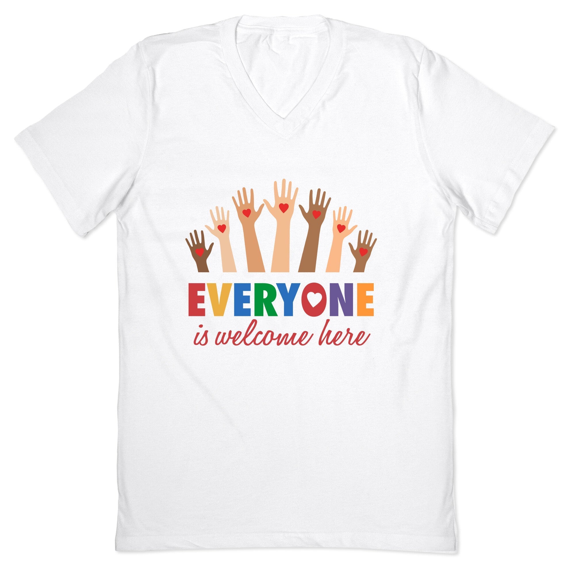 Everyone is Welcome V-Neck - Adult & Kids T-Shirts, Sweatshirts & Hoodies apparel design preview 1
