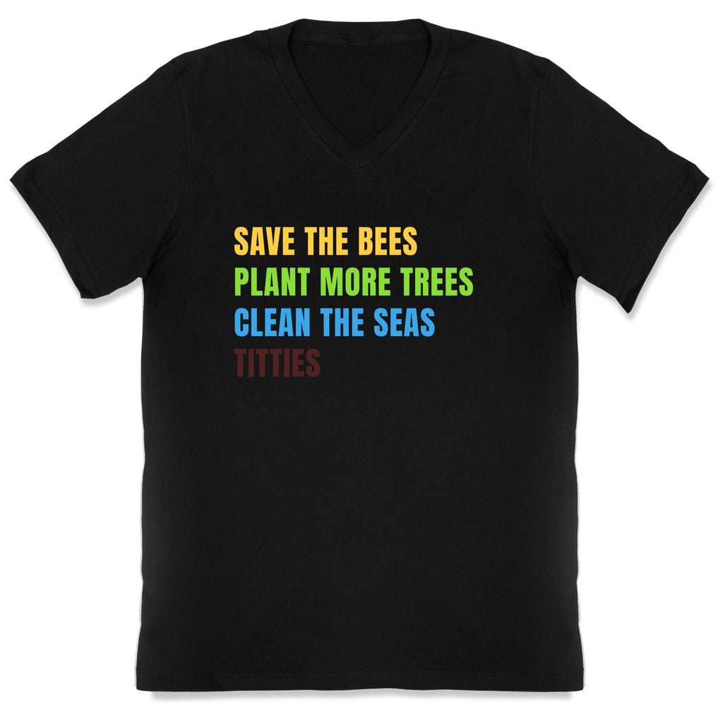 Save The Bees V-Neck - Adult & Kids T-Shirts, Sweatshirts & Hoodies apparel design preview 1