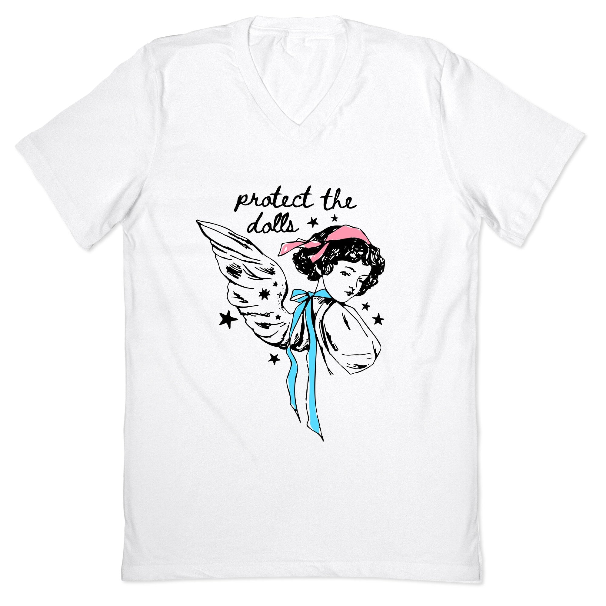 Protect the Dolls Fairy V-Neck - Adult & Kids T-Shirts, Sweatshirts & Hoodies apparel design preview 1