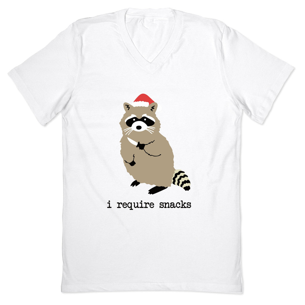 I Require Snacks V-Neck - Adult & Kids T-Shirts, Sweatshirts & Hoodies apparel design preview 1