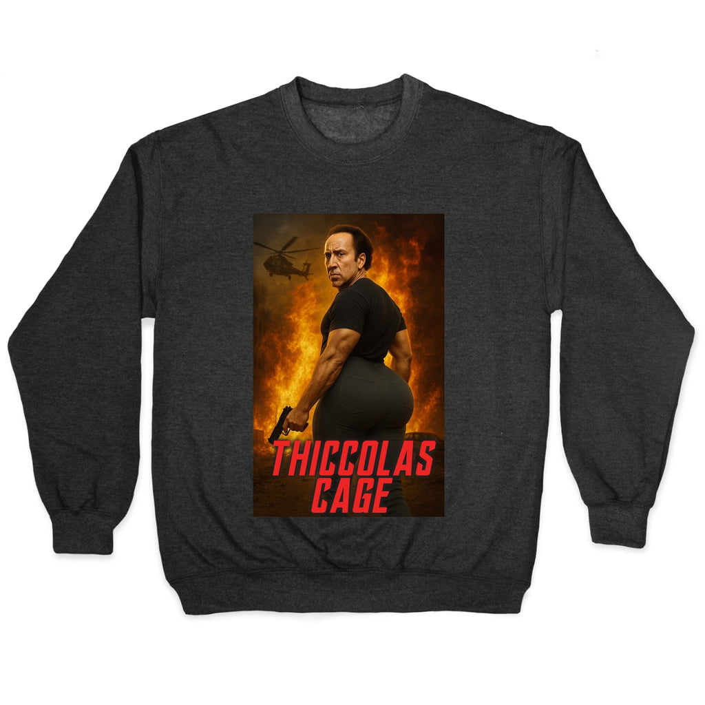 Thiccolas Cage Crewneck - Adult & Kids T-Shirts, Sweatshirts & Hoodies apparel design preview 1