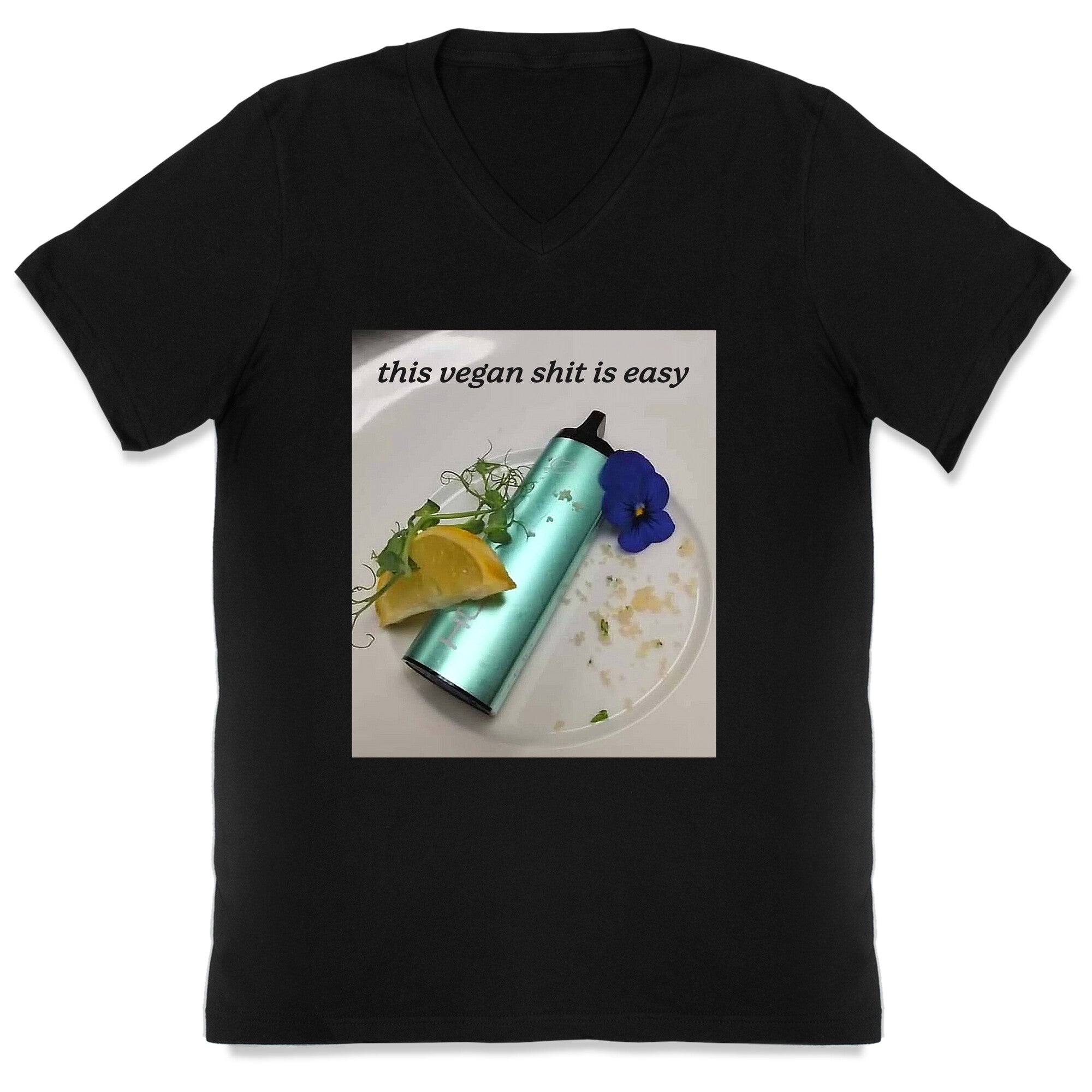 This Vegan Shit is Easy V-Neck - Adult & Kids T-Shirts, Sweatshirts & Hoodies apparel design preview 1