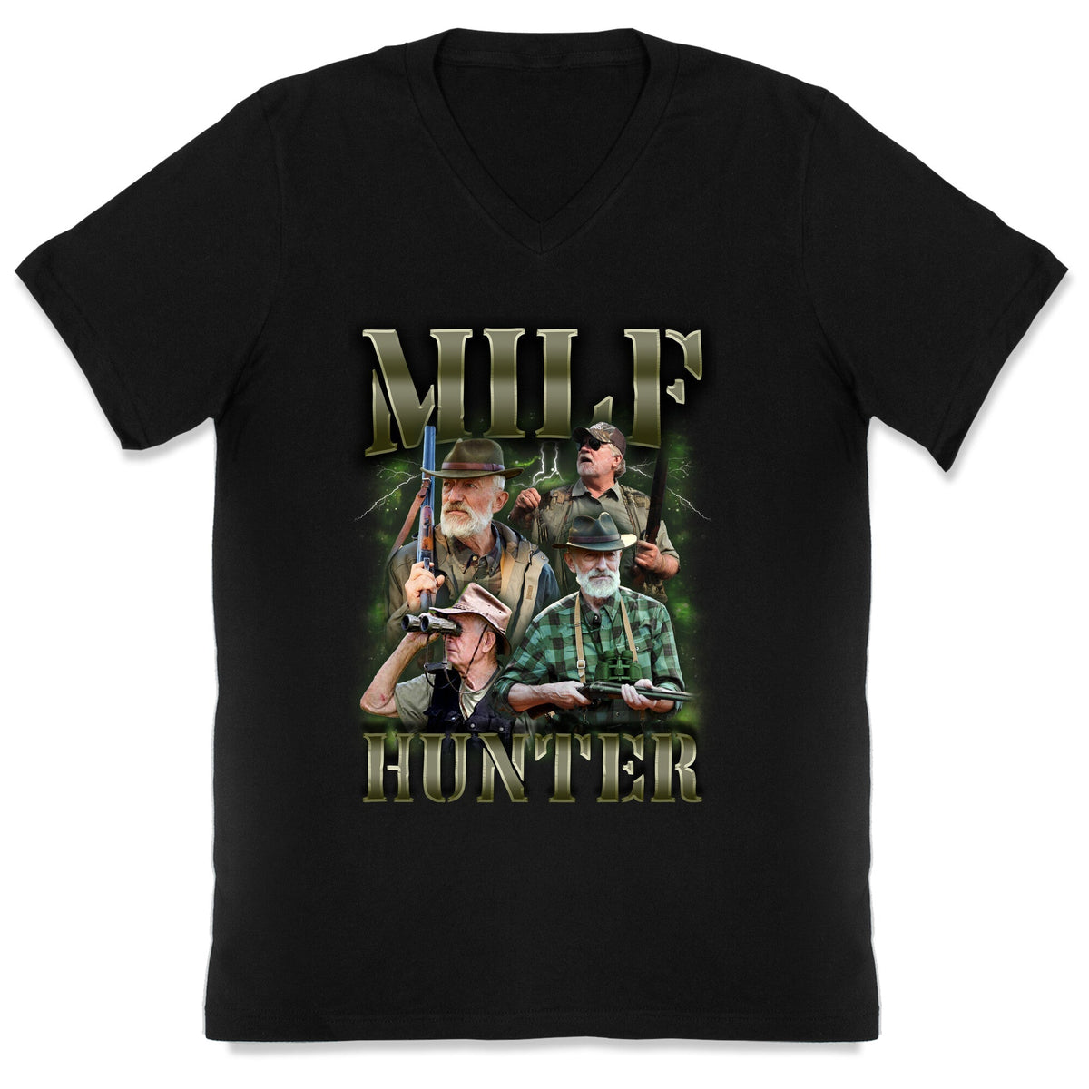 MILF Hunter V-Neck - Adult & Kids T-Shirts, Sweatshirts & Hoodies apparel design preview 1