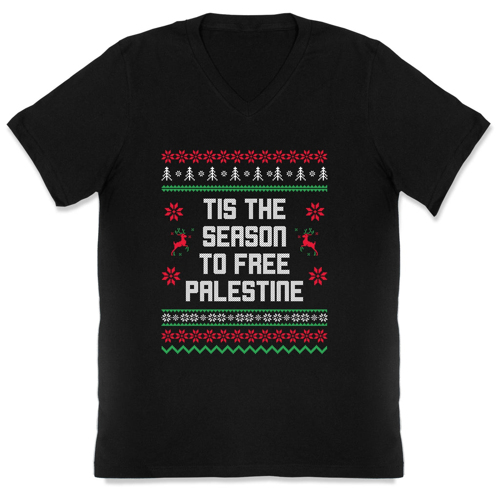 Tis the Season to Free Palestine V-Neck - Adult & Kids T-Shirts, Sweatshirts & Hoodies apparel design preview 1