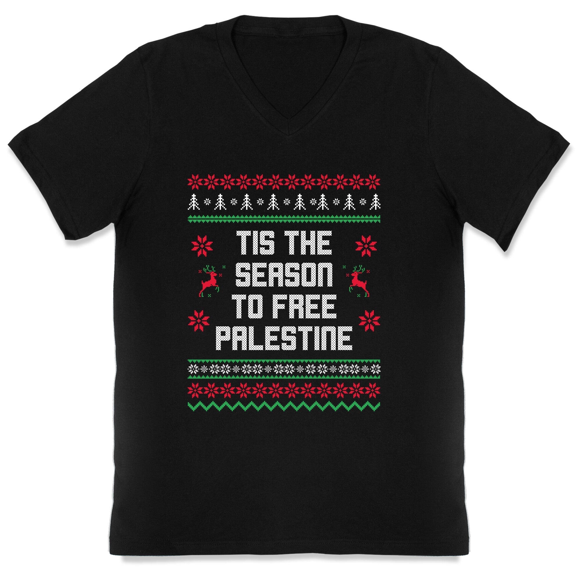 Tis the Season to Free Palestine V-Neck - Adult & Kids T-Shirts, Sweatshirts & Hoodies apparel design preview 1