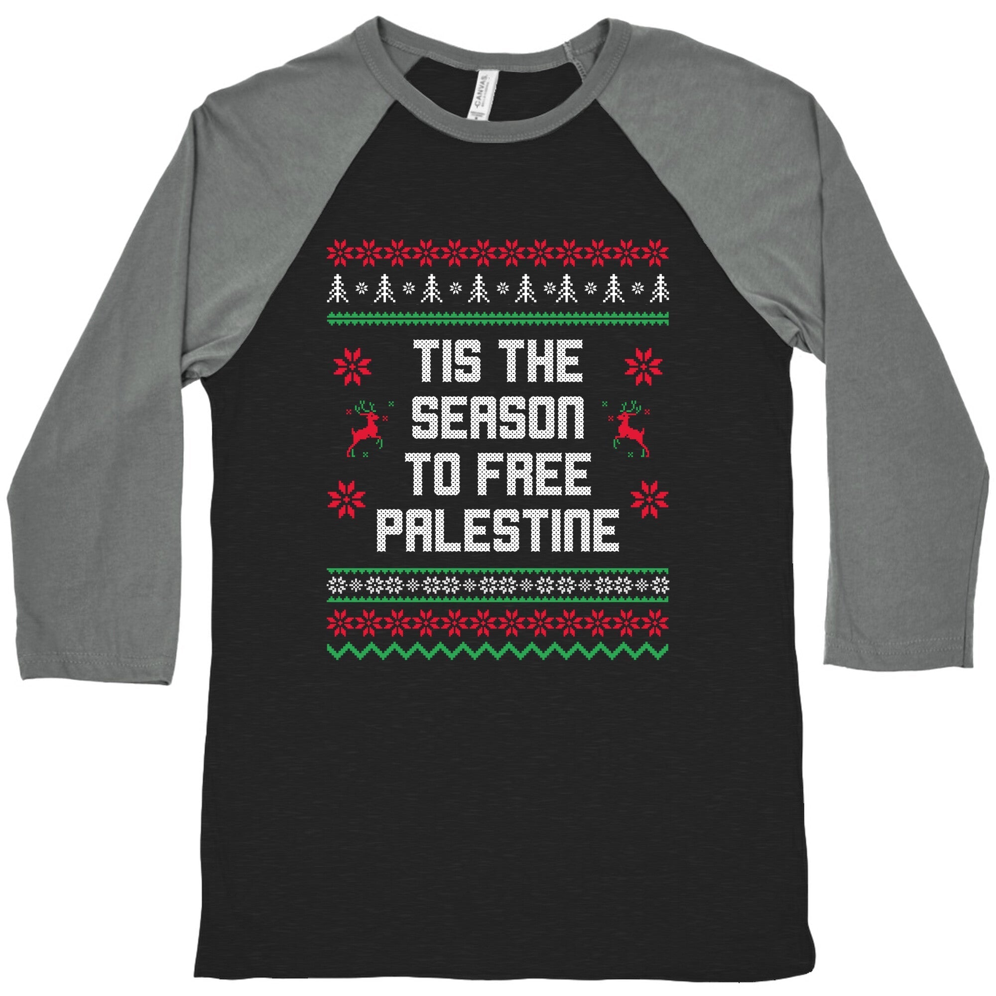 Tis the Season to Free Palestine Baseball - Adult & Kids T-Shirts, Sweatshirts & Hoodies apparel design preview 1