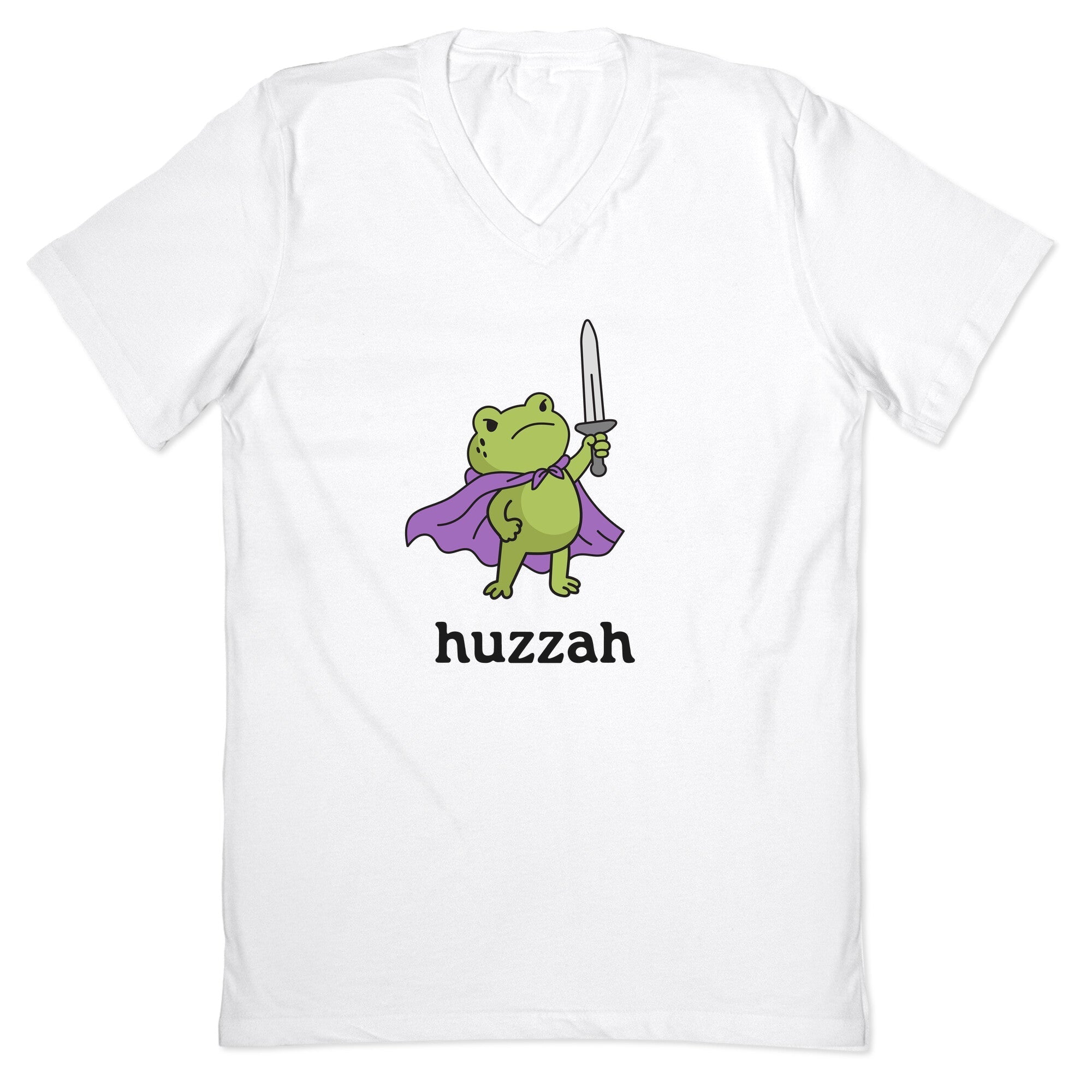 Huzzah Frog V-Neck - Adult & Kids T-Shirts, Sweatshirts & Hoodies apparel design preview 1