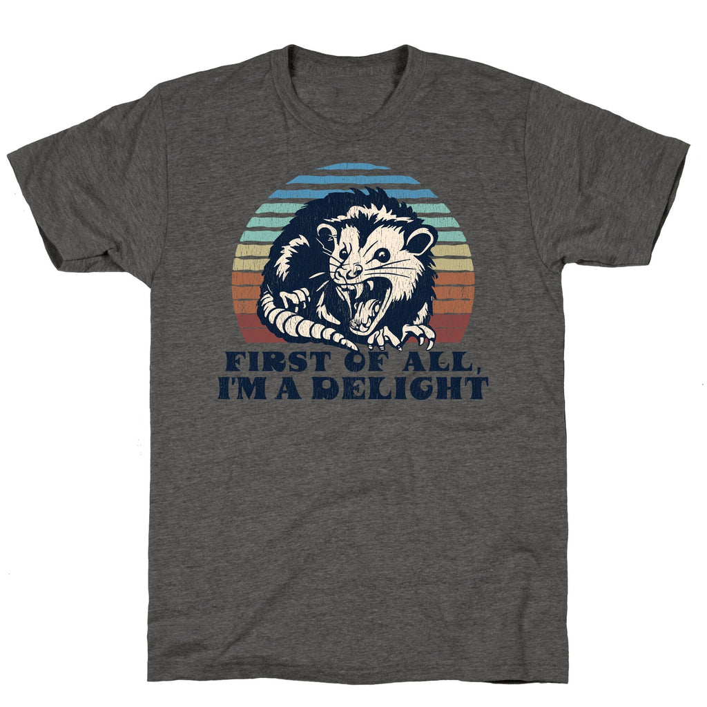 Delightful Unhinged Possum Unisex Triblend - Adult & Kids T-Shirts, Sweatshirts & Hoodies apparel design preview 1