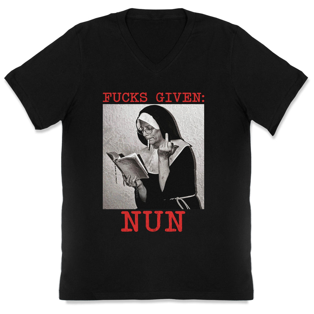 Fucks Given: Nun V-Neck - Adult & Kids T-Shirts, Sweatshirts & Hoodies apparel design preview 1